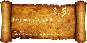 Kremmer Zotmund névjegykártya